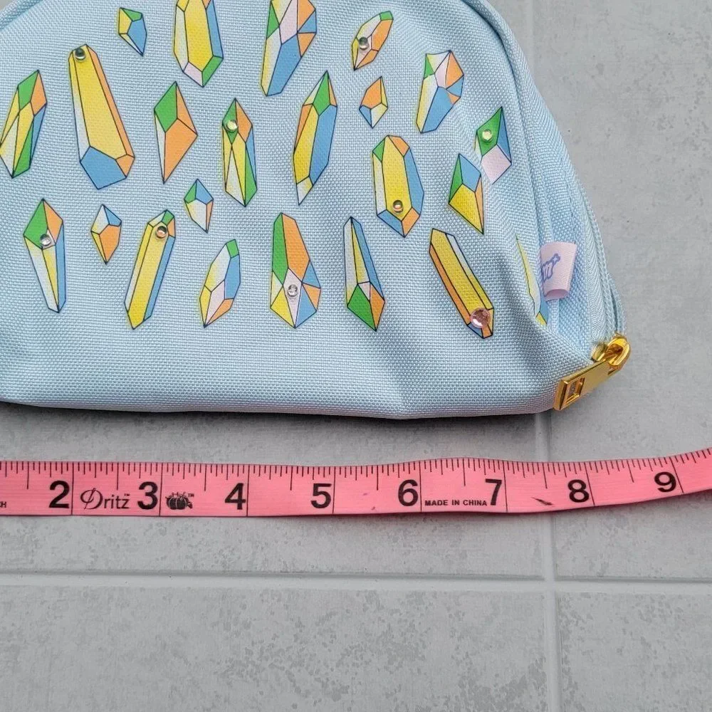 More Than Magic Multicolor Diamond Silicone Zipper Pencil Case Pouch 5 in X 9 in